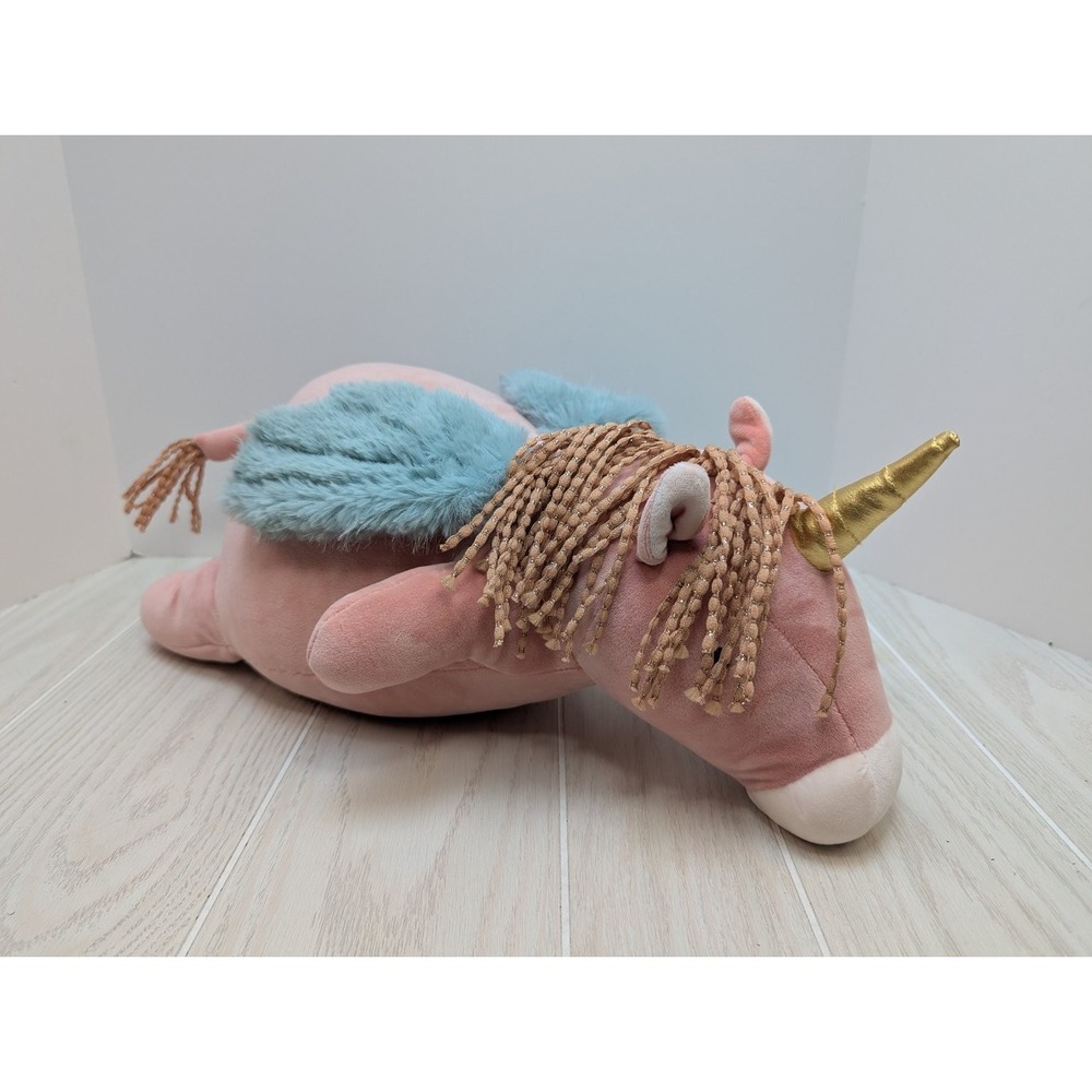 Pillowfort Pegasus Unicorn Weighted Plush Throw Pillow 19" Pink Gold Blue